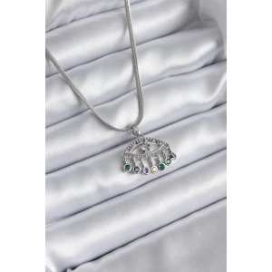 316L Çelik Gümüş Renk İtalyan Zincir Zirkon Taşlı Göz Figür Kadın Kolye