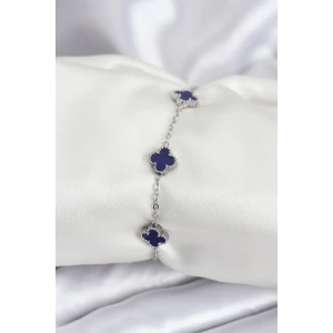 316L Çelik Gümüş Renk Lacivert Baby Boy Yonca Kadın Bileklik