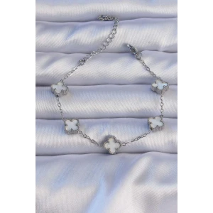 316L Çelik Gümüş Renk Sedefli Baby Boy Yonca Model Bileklik