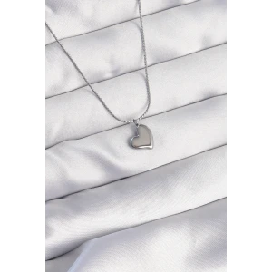 316L Çelik Gümüş Renk Minimal Kalp Tasarımlı Kolye