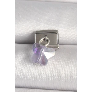 316L Çelik Gümüş Renk Mor Zirkon Taşlı Nomination Charm