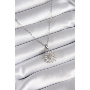 316L Çelik Gümüş Renk Papatya Model Kadın Kolye