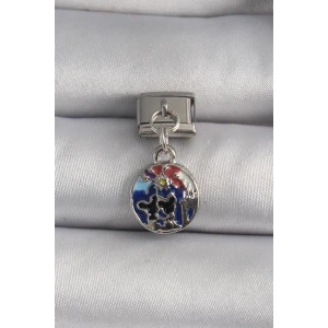 316L Çelik Gümüş Renk Sallantı Dünya Model Nomination Charm