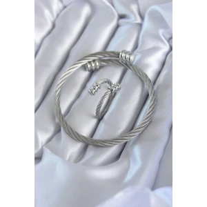 316L Çelik Gümüş Renk Sarmal Model Erkek Bileklik Yüzük Kombini