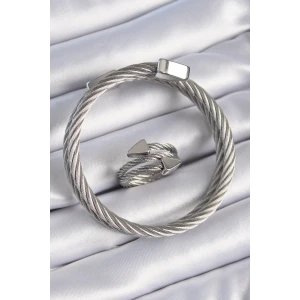 316L Çelik Gümüş Renk Sarmal Model Erkek Bileklik Yüzük Kombini