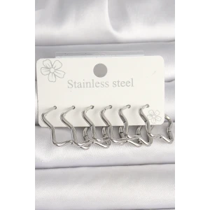 316L Çelik Gümüş Renk Yıldız Model Kadın Küpe Seti