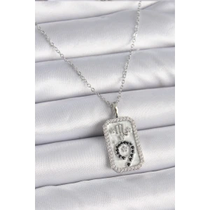 316L Çelik Gümüş Renk Zincir Akrep Burcu Zirkon Taşlı Kadın Kolye