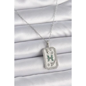 316L Çelik Gümüş Renk Zincir Balık Burcu Zirkon Taşlı Kadın Kolye