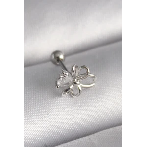 316L Çelik Gümüş Renk Zirkon Taş Detay Kurdele Model Tragus Piercing