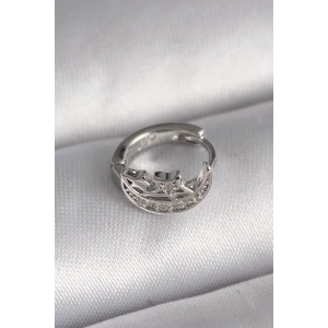 316L Çelik Gümüş Renk Zirkon Taşlı Ay Yıldız Model Tragus Piercing