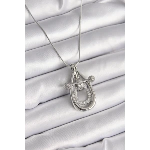 316L Çelik Gümüş Renk Zirkon Taşlı Damla Model Kadın Kolye