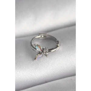 316L Çelik Gümüş Renk Zirkon Taşlı Kelebek Model Tragus Piercing