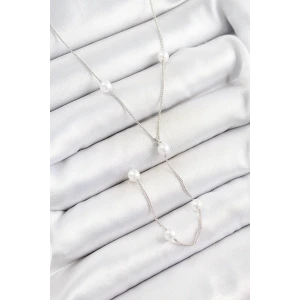 Pirinç İnci Figürlü Y Model Gümüş Renk Kadın Kolye