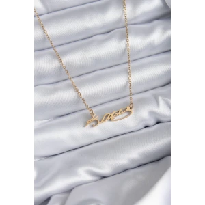 316L Çelik Zincir Gold Renk Atatürk İmzası Model Kadın Kolye