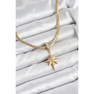316L Çelik Zincir Gold Renk Kutup Yıldızı Model Kadın Kolye