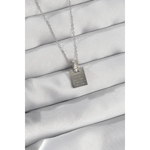 316L Çelik Zincir Gümüş Renk Zirkon Taşlı Aşk Mektubu Kolye