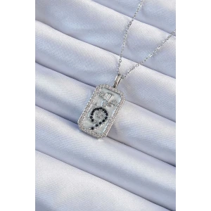 316L Çelik Zincir Gümüş Renk Zirkon Taşlı Minimal Papatya Figürlü Tarot Kolye