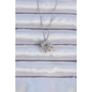 316L Çelik Zincir Gümüş Renk Zirkon Taşlı Parlayan Yıldız Kolye