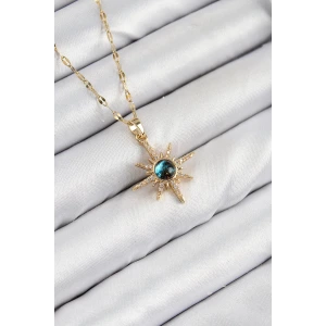 316L Çelik Zirkon Taşlı Kutup Yıldızı Model Gold Renk Kadın Kolye