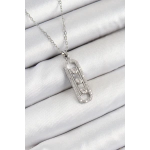 316L Çelik Zirkon Taşlı Messika Model Gümüş Renk Kadın Kolye