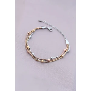 316L Kararmaz Çelik Gümüş Renk Top Zincirli Kadın Bileklik