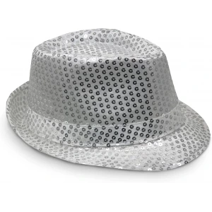 Disko  Gümüş Payetli Fötr Şapka Yetişkin Boy
