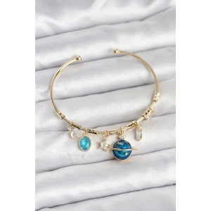 Gezegen Charmlı Gold Renk Pirinç Kadın Bileklik