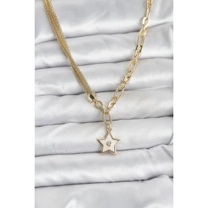 Gold Renk Pirinç Yıldız Model Kadın Kolye