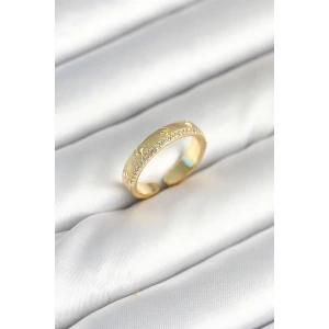 Gold Renk Şerit Zirkon Taşlı Kadın Yüzük