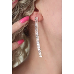 Gold Renk Zirkon Taşlı Kadın Küpe