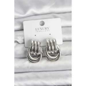 Gümüş Renk Halka Modelli Pirinç Kadın Küpe