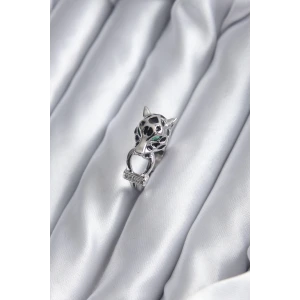 Gümüş Renk Kaplan Model Zirkon Taş Detay VİP Kadın Yüzük