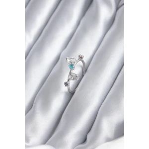 Gümüş Renk Renkli Zirkon Taşlı Kadın Yüzük