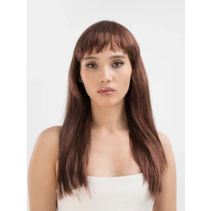 Kahve Renk Uzun Düz Parti Peruğu - Uzun Kahverengi Peruk