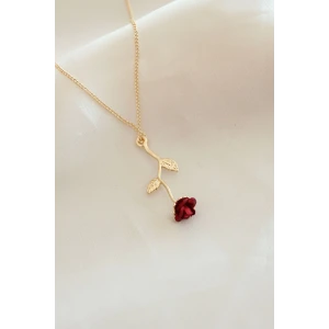 Kırmızı Gül Figürlü Kolye