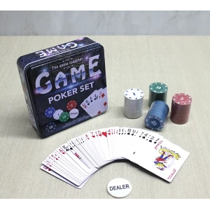 Metal Kutulu 80 Chip Ve 1 Adet İskambil  Kağit Setine Sahip Poker Oyunu Alk3534