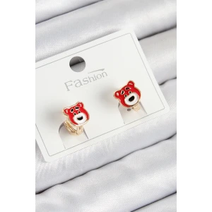 Pirinç Ayıcık Model Gold Renk Çocuk Küpe