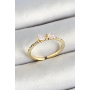 Pirinç Fiyonk Figürlü Zirkon Taşlı Gold Renk Ayarlanabilir Kadın Yüzük