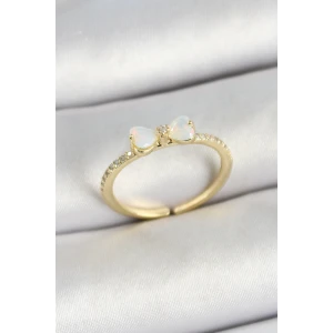 Pirinç Fiyonk Figürlü Zirkon Taşlı Gold Renk Ayarlanabilir Kadın Yüzük