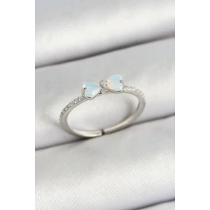 Pirinç Fiyonk Figürlü Zirkon Taşlı Gümüş Renk Ayarlanabilir Kadın Yüzük