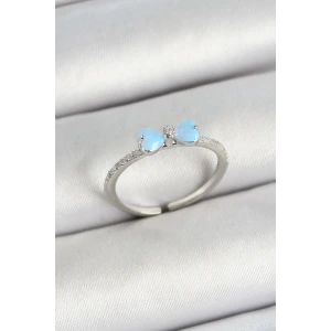 Pirinç Fiyonk Figürlü Zirkon Taşlı Gümüş Renk Ayarlanabilir Kadın Yüzük