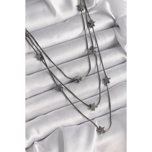 Pirinç Füme Renk 3Lü Yıldız Model Kadın Kolye