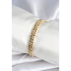 Pirinç Gold Renk Damla Model Zirkon Taşlı Kadın Bileklik