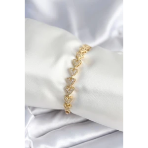 Pirinç Gold Renk Kalp Model Kadın Bileklik