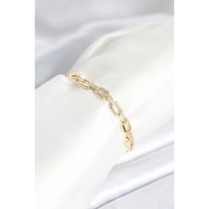 Pirinç Gold Renk Kare Zincir Model Zirkon Taşlı Kadın Bileklik