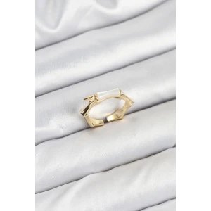 Pirinç Gold Renk Kemik Model Kadın Yüzük