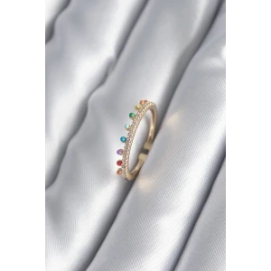 Pirinç Gold Renk Zirkon Taş Detay Kadın Yüzük