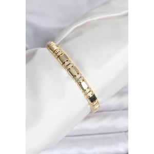 Pirinç Gold Renk Zirkon Taşlı Kadın Bileklik