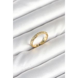 Pirinç Gold Renk Zirkon Taşlı Kadın Yüzük