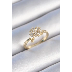 Pirinç Gold Renk Zirkon Taşlı Kadın Yüzük